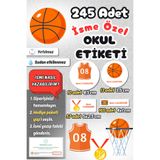 Sticker Ekspres Okul Etiketi Basketbol Temalı Kalem Defter Etiketi Özel İsim Yazılabilen Etiket 245 Adet İsim Etiketi