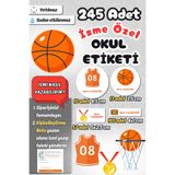 Sticker Ekspres Okul Etiketi Basketbol Temalı Kalem Defter Etiketi Özel İsim Yazılabilen Etiket 245 Adet İsim Etiketi