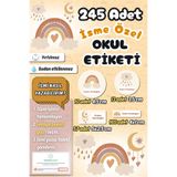 Sticker Ekspres Okul Etiketi Boho Gökkuşağı Temalı Kalem Defter Etiketi Özel İsim Yazılabilen Etiket 245 Adet İsim Etiketi