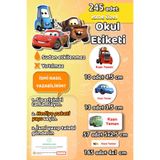 Sticker Ekspres Okul Etiketi Cars Arabalar Temalı Kalem Defter Etiketi Araba Özel İsim Yazılabilen Etiket 245 Adet