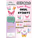 Sticker Ekspres Okul Etiketi Kelebek Kalem Defter Etiketi Özel İsim Yazılabilen Etiket 245 Adet