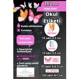 Sticker Ekspres Okul Etiketi Kelebek Kalem Defter Etiketi Özel İsim Yazılabilen Etiket 245 Adet
