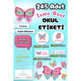 Sticker Ekspres Okul Etiketi Kelebek Temalı Kalem Defter Etiketi Özel İsim Yazılabilen Etiket 245 Adet İsim Etiketi