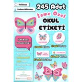 Sticker Ekspres Okul Etiketi Kelebek Temalı Kalem Defter Etiketi Özel İsim Yazılabilen Etiket 245 Adet İsim Etiketi
