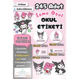 Sticker Ekspres Okul Etiketi Kuromi ve My Melody Kalem Defter Etiketi Özel İsim Yazılabilen Etiket 245 Adet