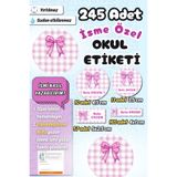 Sticker Ekspres Okul Etiketi Lila Kurdeleli Ekose Kalem Defter Etiketi Özel İsim Yazılabilen Etiket 245 Adet İsim Etiketi