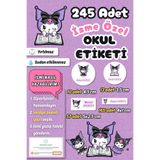 Sticker Ekspres Okul Etiketi Lila Pembe Kuromi Kalem Defter Etiketi Özel İsim Yazılabilen Etiket 245 Adet İsim Etiketi