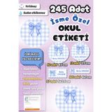 Sticker Ekspres Okul Etiketi Mavi Kurdeleli Ekose Kalem Defter Etiketi Özel İsim Yazılabilen Etiket 245 Adet İsim Etiketi