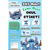 Sticker Ekspres Okul Etiketi Mavi Stitch Kalem Defter Etiketi Özel İsim Yazılabilen Etiket 245 Adet İsim Etiketi
