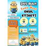 Sticker Ekspres Okul Etiketi Minions Minyonlar Temalı Kalem Defter Etiketi Özel İsim Yazılabilen Etiket 245 Adet İsim Etiketi