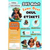 Sticker Ekspres Okul Etiketi Moana Temalı Kalem Defter Etiketi Özel İsim Yazılabilen Etiket 245 Adet İsim Etiketi