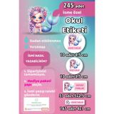 Sticker Ekspres Okul Etiketi Mor Saçlı Deniz Kızı Kalem Defter Etiketi 245 Adet İsim Etiketi