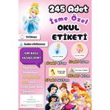 Sticker Ekspres Okul Etiketi Prenses Temalı Kalem Defter Etiketi Özel İsim Yazılabilen Etiket 245 Adet İsim Etiketi