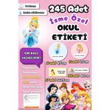 Sticker Ekspres Okul Etiketi Prenses Temalı Kalem Defter Etiketi Özel İsim Yazılabilen Etiket 245 Adet İsim Etiketi