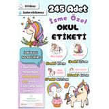 Sticker Ekspres Okul Etiketi Rengarenk Unicorn Kalem Defter Etiketi Özel İsim Yazılabilen Etiket 245 Adet