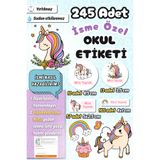 Sticker Ekspres Okul Etiketi Rengarenk Unicorn Kalem Defter Etiketi Özel İsim Yazılabilen Etiket 245 Adet