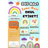 Sticker Ekspres Okul Etiketi Renkli Gökkuşakları Kalem Defter Etiketi Özel İsim Yazılabilen Etiket 245 Adet İsim Etiketi