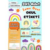 Sticker Ekspres Okul Etiketi Renkli Gökkuşakları Kalem Defter Etiketi Özel İsim Yazılabilen Etiket 245 Adet İsim Etiketi