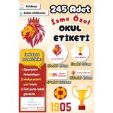 Sticker Ekspres Okul Etiketi Sarı Kırmızı Futbol Kalem Defter Etiketi Özel İsim Yazılabilen Etiket 245 Adet İsim Etiketi
