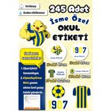 Sticker Ekspres Okul Etiketi Sarı Lacivert Futbol Kalem Defter Etiketi Özel İsim Yazılabilen Etiket 245 Adet İsim Etiketi