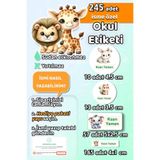Sticker Ekspres Okul Etiketi Sevimli Hayvanlar Temalı Kalem Defter Etiketi Özel İsim Yazılabilen Etiket 245 Adet