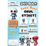 Sticker Ekspres Okul Etiketi Sevimli Robotlar Kalem Defter Etiketi Özel İsim Yazılabilen Etiket 245 Adet İsim Etiketi