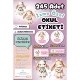Sticker Ekspres Okul Etiketi Sevimli Tavşanlar Kalem Defter Etiketi Özel İsim Yazılabilen Etiket 245 Adet
