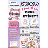 Sticker Ekspres Okul Etiketi Şirin Kediler Kalem Defter Etiketi Özel İsim Yazılabilen Etiket 245 Adet İsim Etiketi