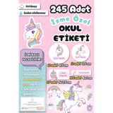 Sticker Ekspres Okul Etiketi Şirin Unicorn Kalem Defter Etiketi Özel İsim Yazılabilen Etiket 245 Adet