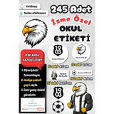 Sticker Ekspres Okul Etiketi Siyah Beyaz Futbol Kalem Defter Etiketi Özel İsim Yazılabilen Etiket 245 Adet İsim Etiketi