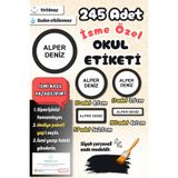 Sticker Ekspres Okul Etiketi Siyah Çerçeveli Sade Kalem Defter Etiketi Özel İsim Yazılabilen Etiket 245 Adet İsim Etiketi
