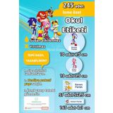 Sticker Ekspres Okul Etiketi Sonic Temalı Kalem Defter Etiketi Özel İsim Yazılabilen Etiket 245 Adet İsim Etiketi
