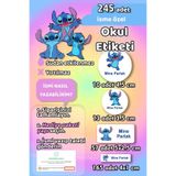 Sticker Ekspres Okul Etiketi Stitch Kalem Defter Etiketi Özel İsim Yazılabilen Etiket 245 Adet