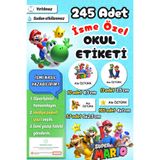 Sticker Ekspres Okul Etiketi Super Mario Kalem Defter Etiketi Özel İsim Yazılabilen Etiket 245 Adet İsim Etiketi