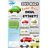 Sticker Ekspres Okul Etiketi Taşıtlar Temalı Kalem Defter Etiketi Özel İsim Yazılabilen Etiket 245 Adet İsim Etiketi