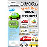 Sticker Ekspres Okul Etiketi Taşıtlar Temalı Kalem Defter Etiketi Özel İsim Yazılabilen Etiket 245 Adet İsim Etiketi