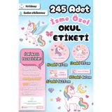 Sticker Ekspres Okul Etiketi Unicorn Kalem Defter Etiketi Özel İsim Yazılabilen Etiket 245 Adet İsim Etiketi