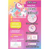 Sticker Ekspres Okul Etiketi Unicorn Kalem Defter Etiketi Özel İsim Yazılabilen Etiket 245 Adet İsim Etiketi