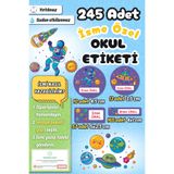 Sticker Ekspres Okul Etiketi Uzay Temalı 1 Kalem Defter Etiketi Özel İsim Yazılabilen Etiket 245 Adet