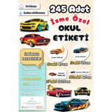 Sticker Ekspres Okul Etiketi Yarış Arabaları Kalem Defter Etiketi Özel İsim Yazılabilen Etiket 245 Adet İsim Etiketi
