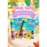 Sticker Ekspres Okul Yaz Tatili Hediyesi Kartlı Emoji Yumurtlayan Emojili Kalem 10 Adet Karne Hediye