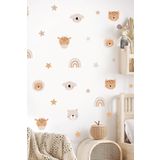 Sticker Ekspres Sevimli Boho Hayvanlar Gökkuşağı Ve Yıldız Çocuk Odası Duvar Sticker Seti