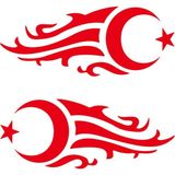Sticker Fabrikası Ay Yıldız Türk Bayrağı 2 Adet Sticker 00929 - Kırmızı - 80x31 Cm