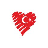 Sticker Fabrikası Kalp Şeklinde Türk Bayrağı Türk Bayrağı 16x16 cm Duvar Stickerı
