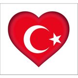 Sticker Fabrikası Kalp Türk Bayrağı Türkiye Ay Yıldız Çıkartma Sticker 00970 - Beyaz - Kırmızı - 11 x 10 cm