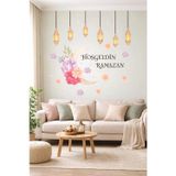 Sticker Hoş geldin Ramazan Dekorlu Ahşap Kapı Süsü, Ramazan Süsleri, Ramazan Tavan Süsü Ramazan Dekorasyon