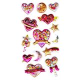 Sticker Kabartmalı Sticker Defter, Planlayıcı Etiket (pullu-809) - 17x9 cm - Kalp Yıldız