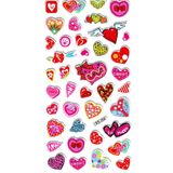 Sticker Kabartmalı Stiker Çıkartma Etiket (LRS006)-18x9 cm- Desenli Çılgın Kalpler