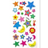 Sticker Kabartmalı Stiker Çıkartma Etiket (LRX006)-18x9 cm- Desenli Yıldızlar Ay
