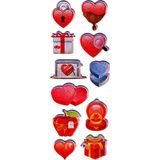 Sticker Kabartmalı Stiker Defter, Planlayıcı Etiket (cb777) 16x7 cm- Kalp Aşk
